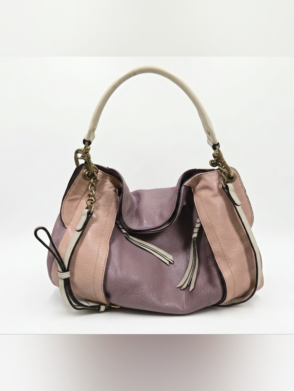 orYANY Mauve Pink Two-Tone Pebbled Leather Slouchy Hobo Bag Shoulder Crossbody